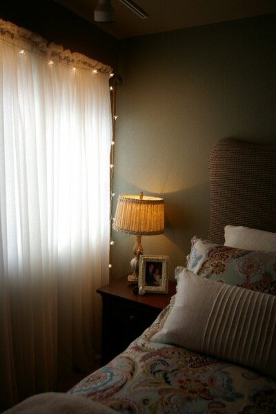 Window Dressings for Your Guest Bedroom–Sheers and Flower Lights